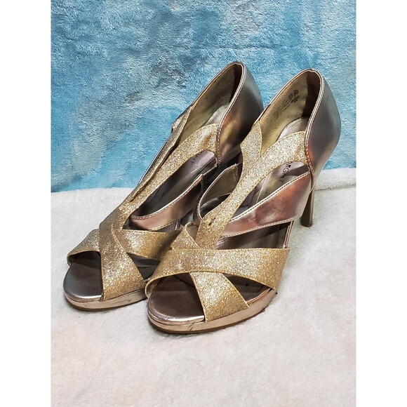 Fioni Glitter Heels Rose Gold Size 7 1/2 - Picture 1 of 5